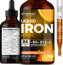 Liquid železo doplněk pro ženy a muže - Železné kapky s B6, B9, B12, Vitamin C pro anemii, krevní stavitel, Folát pro červené krvinky a imunitní podpora MCT olej (2 FL OZ, Cirtruc)
