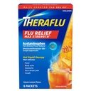 Theraflu Max Strength Daytime Flu Medicine for Flu Symptom Relief with Acetaminophen and Dextromethorphan HBr, Honey Lemon Ochucené - 6 Powder Packets