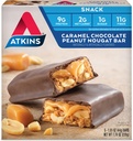 Atkins Karamel Čokoládový oříšek Nougat Snack Bar, Protein Snack, High in Fiber, 2g Cukr, Keto Friendly, 5 Počet