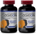 Catalase Anti Gray - Šedé vlasové řešení pro muže a ženy - Anti šedé vlasové doplňky Vitamíny - Organické přírodní vlasy Barva pro šedé vlasové pokrytí - Vlasové výrobky pro ženy - 2 Lahve 120 Kapsle