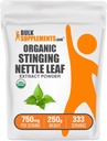 BulkSupplements.com Organic String Nettle Extract Powder - Nettle Leaf Extract, Herbal Supplement - Vegan & gluten Free, 750mg per Serving, 250g (8.8 oz) (Balení po 1)