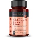pureclinica Grape Seed Extract 300mg x 180 tablet - 90% oligomerní proanthokyanidinů. 300% silnější než normální zrno.