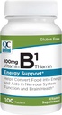 Kvalitní volba Vitamin B1 Thiamin 100 mg Energy Support, Nervová funkce systému, & Brain Health Vitamin Doplněk Tablety, 100 Počet lahví