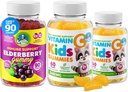 Dr. MORITZ Vitamin C Gummies a Elderberry Gummies pro děti a dospělé - Imunitní podpora Low- Cukr Žvýkačky Vitamíny pro Toddlers - Vegetarian Gelatin- Volný dětský dietní dodatek