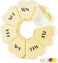 MOLN HYMY Large Weekly Pill Box 7 Day, Pouzdro na plotýnku, Květinové pilulky Kontejner jednou denně, Kulatý Medicína Dipenser pro vitamín / rybí olej / Léky / Dodatek (žlutá)