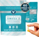 Trident Seafoods Pure Catch Wild Alaskan Fish Oil 1060mg Triple Strength Omega33 Rybí olej dodatek pro ženy a muže - EPA a DHA - 60 Ct. Denní Citrus Soft Gel podporuje srdce, mozek a vize