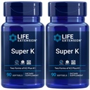 Life Extension Super K, Vitamin K1, Vitamin K2 mk-7, Vitamin K2 mk-4, Vitamin C, Bone / Heart / arterial Health, 3- Month Supply, Gluten- Free, 1 Daily, Non- GMO, 90 softgels (Balení po 2)