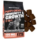 Bully Max 2-in-1 Puppy Papers Měkké Chews for Immunity & Growth - Dog Vitamíny & doplňky - Základní Multivitamin Food Topper for Health & Imunitary Support - Malá, střední a velká plemenná štěňátka