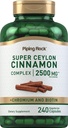 Piping Rock Super Ceylon Skořice Komplexní kapsle 124; 240 Práškové pilulky 124; Extract dodatek s chromem a Biotin 124; Vegetarian, Non- GMO, gluten zdarma