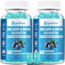 Biotin Gummies 15000mcg s kolagenem pro dospělé ženy a muže - Vlasy, kůže a nehty Gummies s Biotin - kolagen pro ženu - Vegan, Non- GMO, Vlasové vitamíny - 120 Počet, 2 Pack