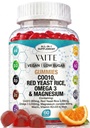CoQ10 200mg Glycinát s červenou kvasinkovou rýží a hořčíkem - Omega-3, zinek a vitamin K2 + D3 pro celkové zdraví - doplňky pro dospělé - 60 Žvýkací gumy