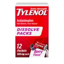 Tylenol Extra Pevnost Rozpusťte Packs, 500 mg Acetaminofen Pain Reliever & Horečka Reducer, On- The- - Powder Packets for Minor Aches & Pains, Ibuprofen - & Aspirin- Free, Berry Flavor, 12 ct