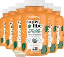 Bellway Super Fiber Kapsle (6 Pack) - USDA Organic Psylium Husk Kapsle - Denní Psylium Husk Fiber dodatek pro stravovací zdraví a regularitu, Plant based, Non- GMO, Kosher - 960 Kapsle