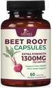 Řepné kořenové kapsle 1300mg - Extra Strength Red Beetroot Powder Supplement - Podporuje výrobu oxidu dusnatého, srdeční zdraví a přírodní energii - Non- GMO, Vegan, Gluten Free - 60 Veggie Kapsle