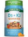Nature 's Truth Vitamin D3 + K2 Gummie 124; 50 Hrabě 124; Peach Mango Flavor 124; Vegetariánské, Non- GMO & gluten zdarma dodatek