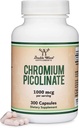 Pikolinát chromitý 1000mcg pro řízení zdravé hmotnosti (vysoká absorpce a biologická dostupnost) (300 Vegan Bezpečné kapsle, Non- GMO, gluten zdarma) od Double Wood doplňky