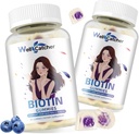 Biotin Gummies pro růst vlasů - Biotin Gummies pro silné vlasy nehtů kůže s multivitamin cukr zdarma Vegan Žvýkací růst Gummy pro ženy Muži Děti Borůvkové Ochucené 60- den Dodávka