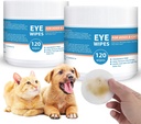 Psí a kočičí oční ubrousky - 240ct / 2pack Pes Tear Stain Remover Eye Wipes - s heřmánkovou a čarodějnickou Hazel - 3.15 "Presoaked & Textured Pet Wipes for Eyes