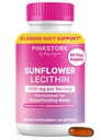Pink Stork Sunflower Lecithin Supplement - 1200 mg pro ucpané mléčné kanálky - Kojení Essentials for Postpartum Moms - Podporuje průtok mléka - 60 Softgels
