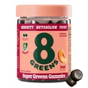 8Green Supergreens Gummies PHAR124; Super Green Powder Superfood Gummy for Metabolismus, Imunita & Focus, Digestive Health Enzymes, Organic: Chlorella, Spirulina, Aloe Vera, Peach Flavor, 50 Počet