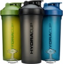 Hydra Cup [3 Pack] 45 Ounce Shaker Lahvičky pro proteinové třepačky, Jumbo Shaker Cupy s míčkem Whisk, Extra velká láhev s násadou (tmavé barvy)