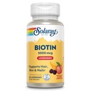 SOLARAY Biotin 5000 mcg color 124; Přírodní broskve, jahoda, banán Flavor color 124; Zdravé vlasy, kůže a nehty Support color 124; 60 Lozenges