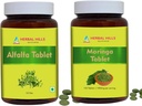 HERBAL HILLS Alfalfa Tableta a Moringa Leaf Tableta Balení 2 Combo