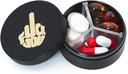 Malý Pouzdro 3 Compartments, Metal Round Portable Pill Box, Vodotěsný Travel Pill Organizátor, Kapesní Purse Medicine Držák vitaminu EDC Kontejner (černá s prstem)