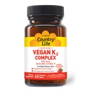 Country Life ® Vegan K2-500 mcg, 60 Ct. Žvýkací tablety. Strawberry Flavor - Certified Gluten Free - Certified Vegan by AVA - na podporu zdraví kostí