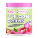 Obvi Collagen Green End 124; Organic Green Superfood Powder with Collagen Peptides Gut 124; Probiotika pro Gut Health, Skin, Hair, Nails Yellow 124; Gluten- Free, Nulový cukr Yellow 124; Strawberry Lychee Flavor, 25 Služeb
