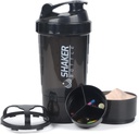 Protein Shaker láhev, 16 oz Shake Cup pro protein prášek se skladem, Sportovní vodní láhev, Non Slip 3 Layer Twist Off 3 oz Cups s Pill Tray Leak Proof Shake lahví pro proteinové směsi