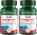 Produkty čistoty Krill Omega 50 (Krill + Fish Oil Blend 1000mg + Astaxanthin 500mcg + fosfolipidy 200mg + vitamin D 500 IU) - 60 Mini Softgels (balení po 2)