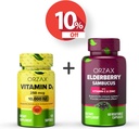 ORZAX Vitamin D3 10000 iu Elderberry Kapsle, 2000mg Sambucus, Bundle