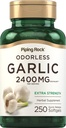 Piping Rock Odorless Česnek Dodatek 2400mg 124; 250 Softgels 124; High Potency Bylinný extrakt 124; Extra síla pilulky 124; Non- GMO, gluten zdarma