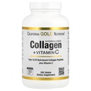 California Gold Nutrition Hydrolyzed Collagen Peptides + Vitamin C Podpora pro vlasy, kůži, nehty, spojky, a kosti - s výhodou typu I & III Collagen Peptides - gluten zdarma, Non- GMO - 250 Tablety