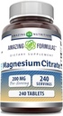Amazing Installas Magnesium Citrát 124; 200 Mg tablety 124; Minerální dodatek 124; Non- GMO 124; Gluten Free Isra124; Made in USA (1 balení, 240 Počet)