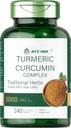 Turmerický kurkumin s černým pepřem 3000mg CLAS124; Společná podpora CLAS124; 240 Kapsle CLAS124; Turmerický komplex dodatek CLAS124; Non- GMO, gluten zdarma