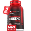 Herbtonics Korean Red Panax Ginseng 1500mg - Energetický dodatek pro špičkový výkon, Focus & Vitality - Vysoký potenciál Ginseng Root Extract - 120 Vegan Kapsle