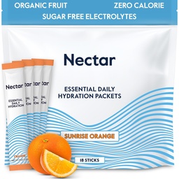 Nektar Hydratační balíčky - Electrolytes Powder Packets - No Sugar or Calories - Organic Fruit Liquid Daily IV Electrolytes Powder for Dehydratation Relief and Rapid Rehydratation (Orange 18 Pack)