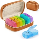 AUVON Weekly Pill Organizátor 2 krát denně s PU koženým taškou, Travel AM PM Pill Box 7 Day s One- Side Velký úvodní design pro snadné plnění, Přenosné Pill pouzdro pro vitamíny, léky, doplňky