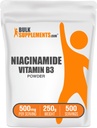 BulkSupplements.com Niacinamid Powder - Vitamin B3 Powder, Niacinamid Dodatek, Niacinamid 500mg - B3 Vitamíny pro pleť, Lepek zdarma, 500 mg na Serving, 250g (8.8 oz) (Balení po 1)