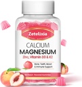 Cukrovinky bez vápníku Citrátové gumy, hořčíkové gumy s vitaminem D3 & K2 pro kostní svaly a spojky, broskvový ochucený - 60 Ct