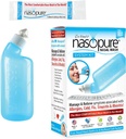 Nasopure Nasal Wash, System Kit, "The Nicer Neti Pot" Sinus Wash Kit, Komfortní Nasal Rinse 8 Oz Bottle & 20 Salt Packets (3.75 Grams Each), Nasal Congestion, Cold, Flu, Alergie, Nasal zavlažování