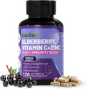 Sambucus Elderberry se zinkem a vitaminem C - 5 v 1 doplněk imunitní podpory, Non- GMO, 120 Vegetariánské kapsle, 2 měsíce Dodávka