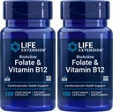 Life Extension BioActive Folate & Vitamin B12, 150 Vegetariánské kapsle (Balení po 2), Non GMO, gluten zdarma