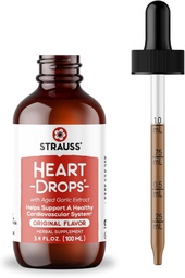 Strauss Naturals Heart Drops - Natural Mistetoe & Aged Garlic Extract Heart Health Supplementary - Pomáhá udržovat zdravý kardiovaskulární systém - Vegan & Non- GMO - 100 ml láhev