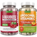 Ultimate Urinary Tract Health Bundle - D Mannose a Liposomální vitamín C, s brusinkou, Ascorbyl Palmitát, Enhanced Absorpční vzorec, Detox, Dietní dodatek, Podpora močového měchýře