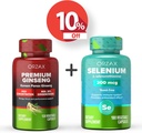 ORZAX Premium ženšen 120 Vegetabilní kapsle a Selen 200 Mg 180 Vegetabilní kapsle, Bundle