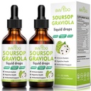 2 Pack Soursop Graviola Liquid Drops - 2000mg Čistá Soursop Extract Směs s 300mg Moss & 100mg Elderberry - Výkonná buněčná podpora, Antioxidant- Rich, Immune- Boosting - 4 Fl Oz (120ml) Láhev