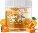 Colostrum Chews dodatek s probiotika pro Gut zdraví, nadýmání, imunitní podpora, kůže, růst vlasů a krása - Orange Flavor (60 Služeb)